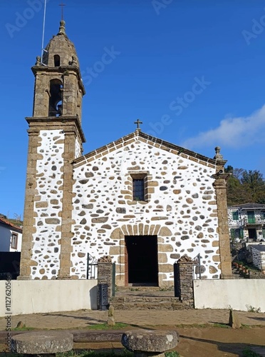 Fachada de la iglesia de San Andrés de Teixido, Galicia photo