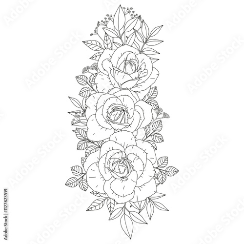 Coloring page for adults and children. Flower bouquets.