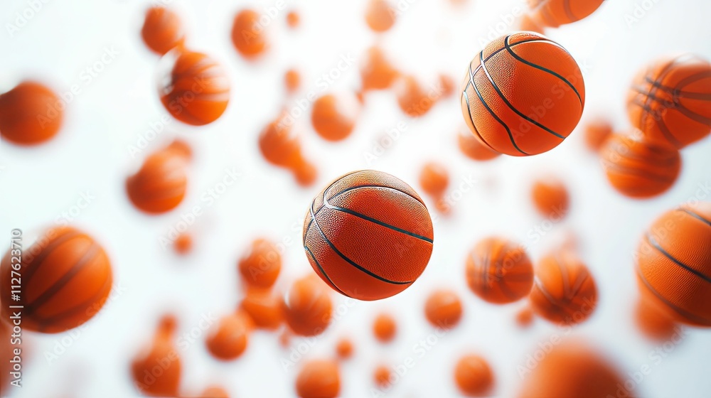 Many Basketballs Falling Through The Air Many Basketballs Falling Through The Air