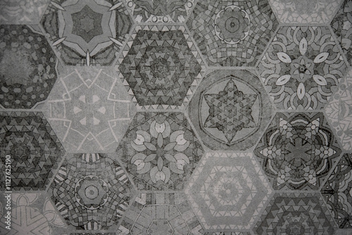Intricate hexagonal designs showcase shapes on the surface