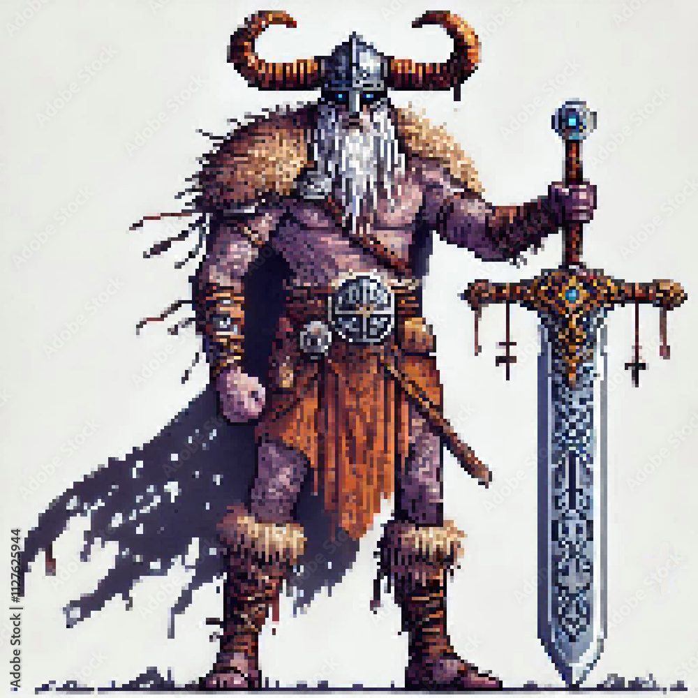Fototapeta premium Pixel art Nordic draugr