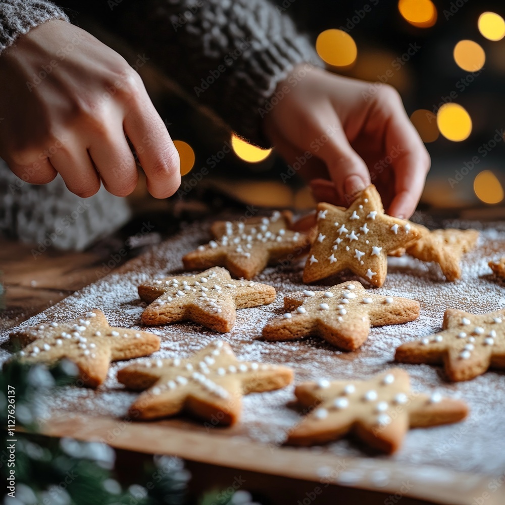 Cozy Christmas cookies in festive holiday shapes Cozy Christmas cookies in festive holiday shapes