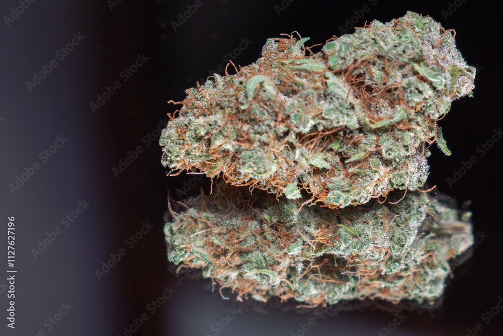 Obraz premium A cannabis flower on a mirror