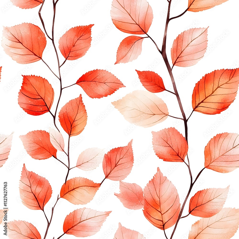 Obraz premium Seamless pattern for a watercolor painting of leaves in a subtle bohemian style 