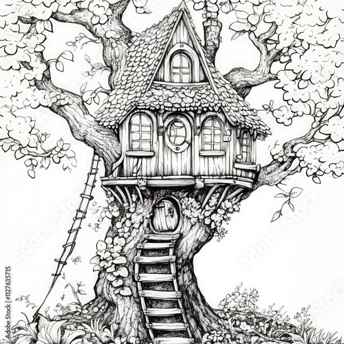 Wallpaper Mural Enchanted tree house, ladders, whimsical details. Torontodigital.ca