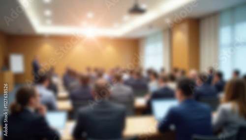 Wallpaper Mural Corporate seminar in conference hall. Many people sit in rows listening to speaker. Conference room well lit, organized. Looks like important business training meeting. Attendees focused. Event Torontodigital.ca