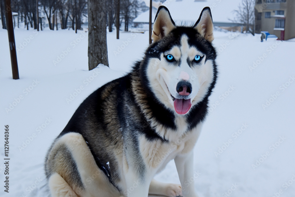 Husky dog with blue eyes sitting the snow. A husky is a dog winter with snow. Husky lying the snow in the forest. A husky lying in the snow in a forest in lifestyle winter. Husky dog with blue eyes sitting the snow. A husky is a dog winter with snow. Husky lying the snow in the forest. A husky lying in the snow in a forest in lifestyle winter.