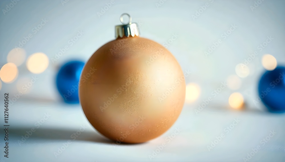 A gold Christmas ornament ball on a white background A gold Christmas ornament ball on a white background