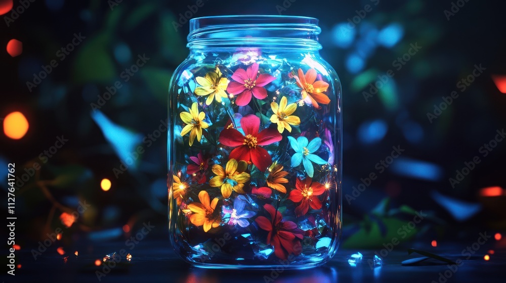 Jar of Lights and Flowers Jar of Lights and Flowers