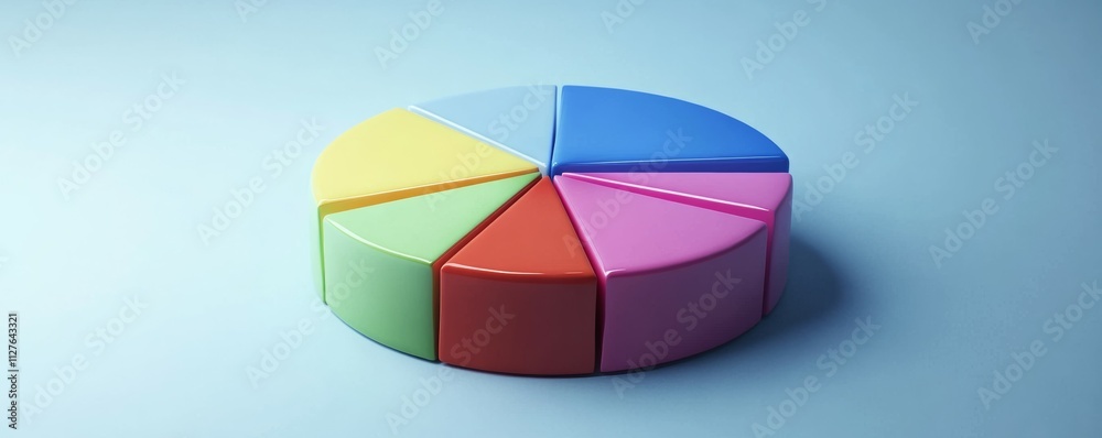 Fototapeta premium Percentage breakdown pie chart, colorful data representation, infographic style,