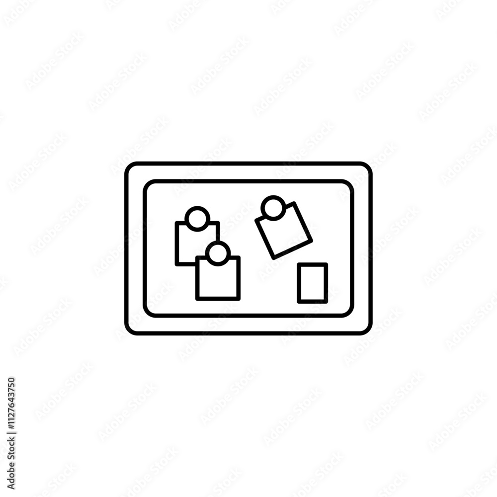 Notice board with notes icon line art vector Notice board with notes icon line art vector