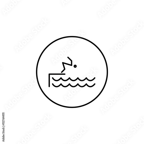swimmer jumping icon line art vector