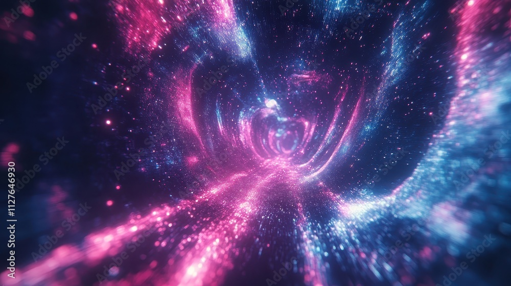 Pink and Blue Glittering Cosmic Tunnel