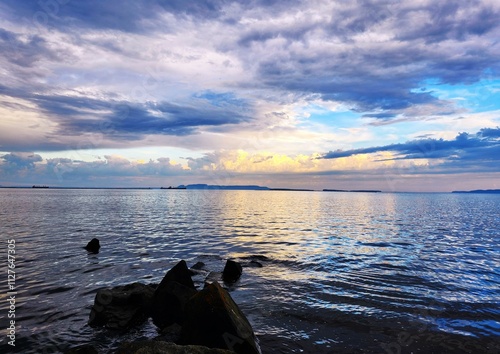 sunset over the lake