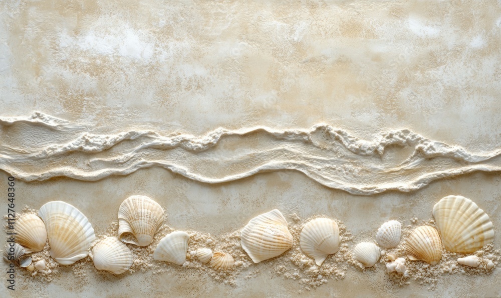 Texture of sand grains and tiny seashells on a beach, intricate detail, natural beige and soft tones Texture of sand grains and tiny seashells on a beach, intricate detail, natural beige and soft tones