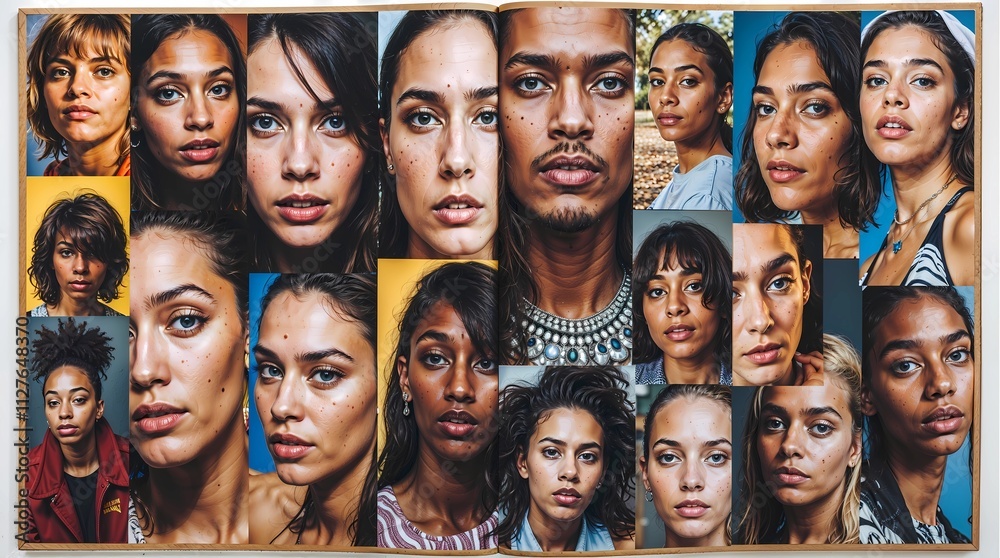 Zine Culture collage that celebrates human diversity through divided faces. Zine Culture collage that celebrates human diversity through divided faces.