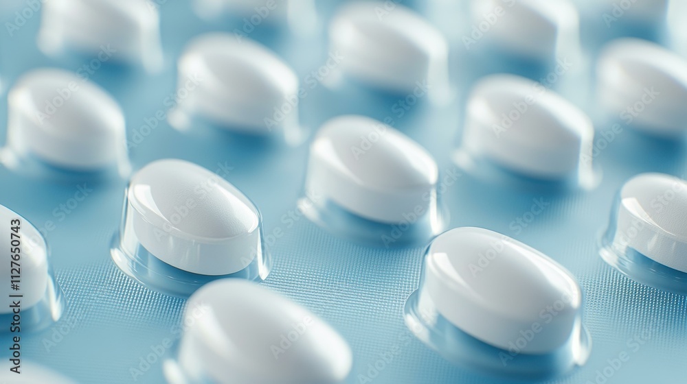A closeup view of white pills in a blister pack, highlighting the healthcare theme with a soft, defocused backdrop. A closeup view of white pills in a blister pack, highlighting the healthcare theme with a soft, defocused backdrop.