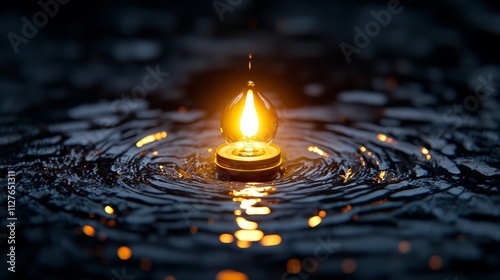 Pool of gray slime reflecting dim bulb flicker, surreal texture detail, loneliness in urban decay, faint ripples in the dark photo