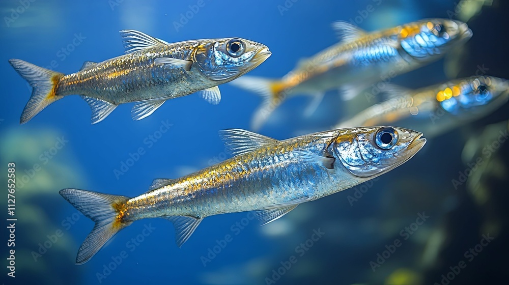 Fototapeta premium Silver Fish Schooling In An Aquarium