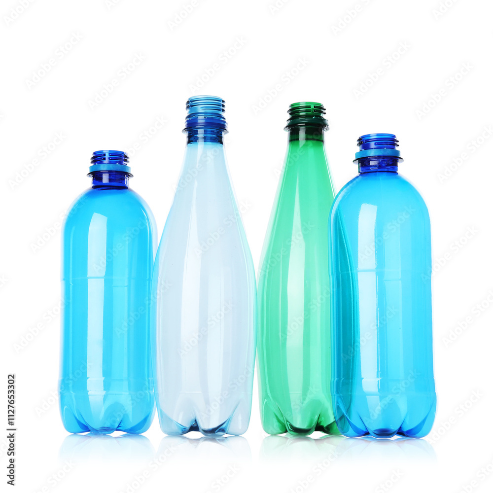 Many empty plastic bottles isolated on white Many empty plastic bottles isolated on white