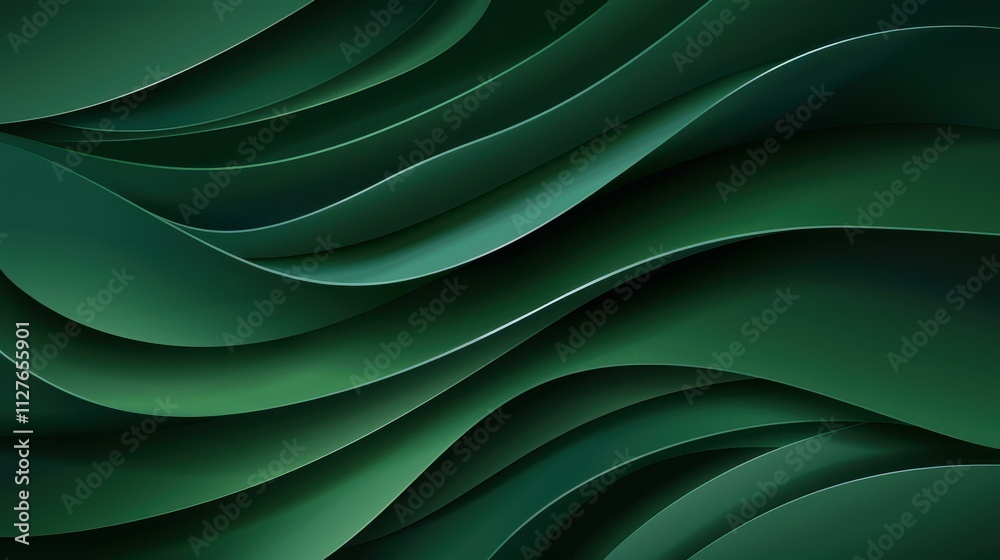 Obraz premium Refreshing green hue textile fabric creates a soothing backdrop. The abstract wave pattern adds depth and dimension to the design.