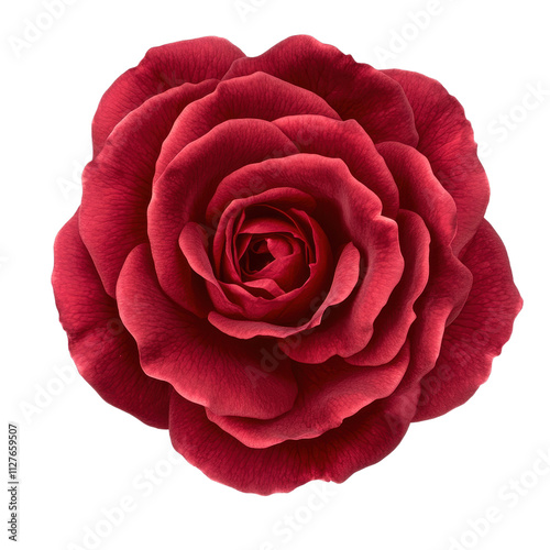 A red rose with a large center and petals surrounding it