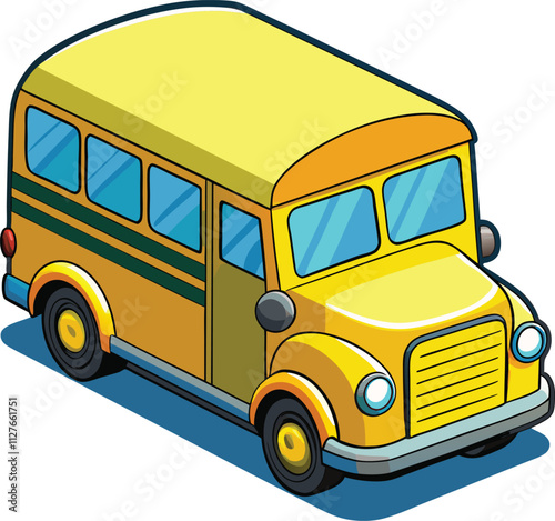 yellow school bus isolated on transparent background