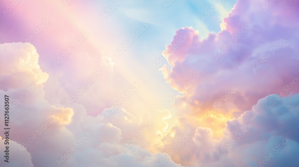 Pastel pink, purple clouds fill sky. Soft light shines through clouds. Abstract design. Perfect for background wallpaper. Colorful, dreamy sky. Suitable for social media digital media. Ideal for Pastel pink, purple clouds fill sky. Soft light shines through clouds. Abstract design. Perfect for background wallpaper. Colorful, dreamy sky. Suitable for social media digital media. Ideal for