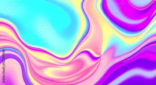 Fluid movement and bold color gradients in mesmerizing holographic shapes showing endless loop repeatability photo