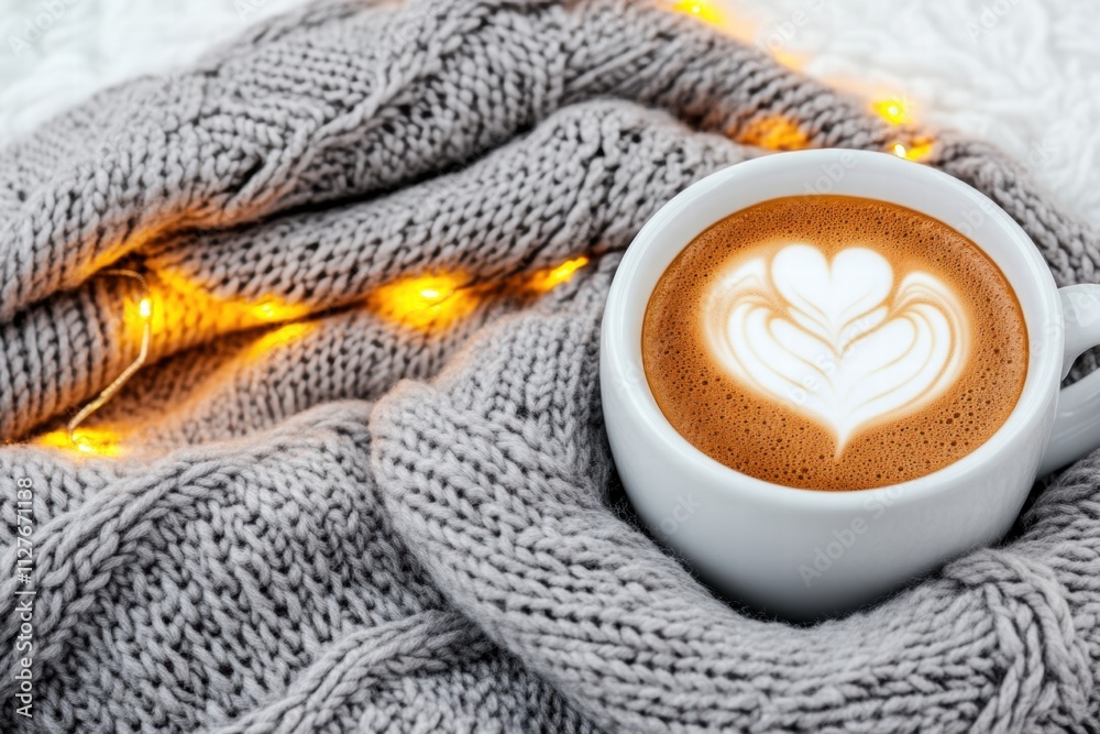 Cozy Coffee Break Latte Art in a Knitted Sweater Cozy Coffee Break Latte Art in a Knitted Sweater