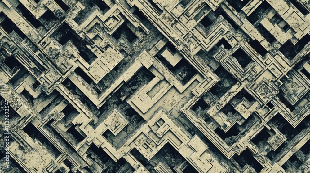 Abstract Geometric Pattern of Interlocking Stone Blocks Abstract Geometric Pattern of Interlocking Stone Blocks