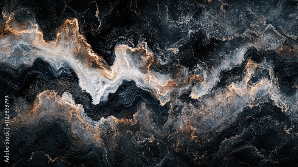 Abstract Black Gold White Marble Swirl Design Abstract Black Gold White Marble Swirl Design