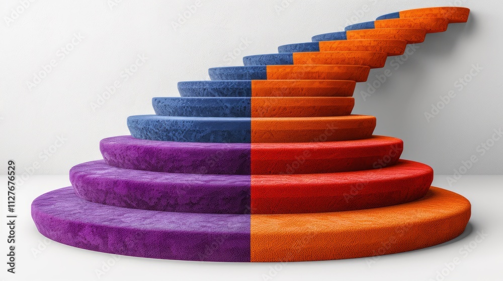 Abstract colorful spiral staircase ascending. Abstract colorful spiral staircase ascending.