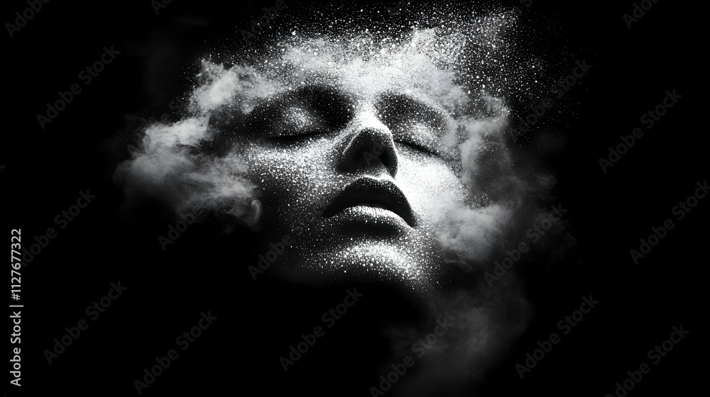 Face Transformed by Powder, Ethereal Beauty, Mystical Art Face Transformed by Powder, Ethereal Beauty, Mystical Art