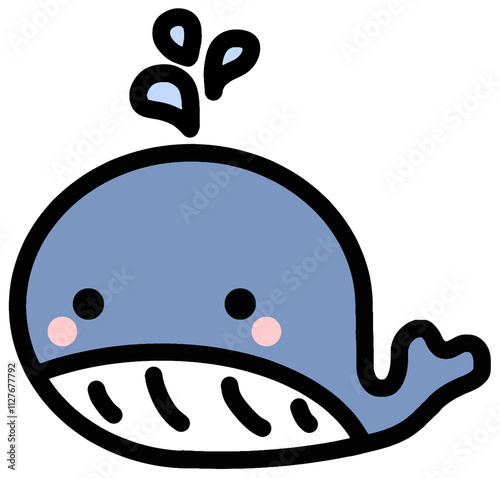 Whale cartoon illustration clipart. isolated on transparent background.