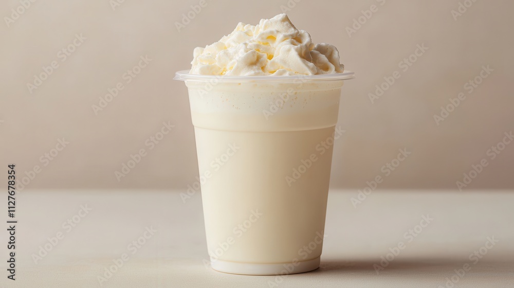 Creamy Beverage with Whipped Topping in Clear Plastic Cup Creamy Beverage with Whipped Topping in Clear Plastic Cup