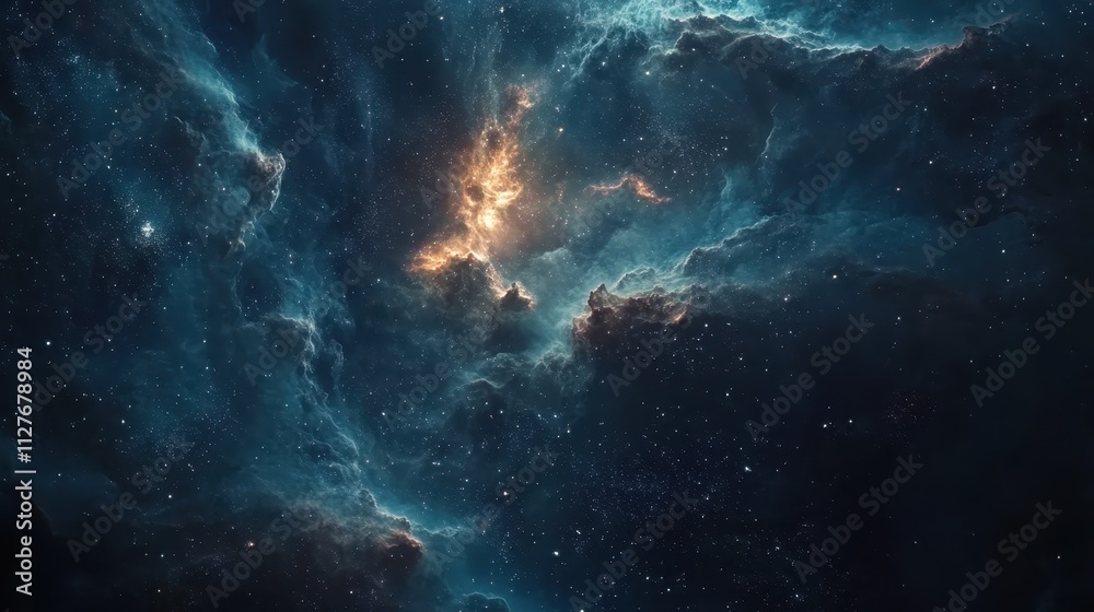 Fototapeta premium Celestial Nebula Cosmic Cloudscape Starry Deep Space