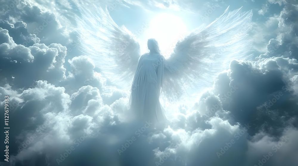 Angel Soaring Above Clouds: Divine Light, Heavenly Grace, Peaceful Serenity, Spiritual Guidance Angel Soaring Above Clouds: Divine Light, Heavenly Grace, Peaceful Serenity, Spiritual Guidance