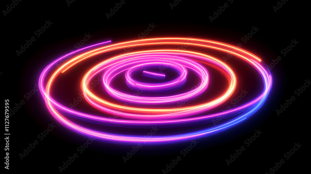 Glowing neon spiral with a floating effect. Eon. Illustration Glowing neon spiral with a floating effect. Eon. Illustration
