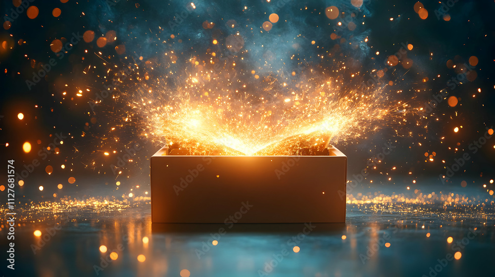 Sparkling Surprise: Box Reveals Glowing Wonder, Magical Festive Celebration Sparkling Surprise: Box Reveals Glowing Wonder, Magical Festive Celebration