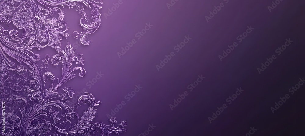 Violet purple background with lace-inspired floral patterns on the left side, creating an elegant and sophisticated design for a banner or poster template,
Violet purple background with lace-inspired floral patterns on the left side, creating an elegant and sophisticated design for a banner or poster template,