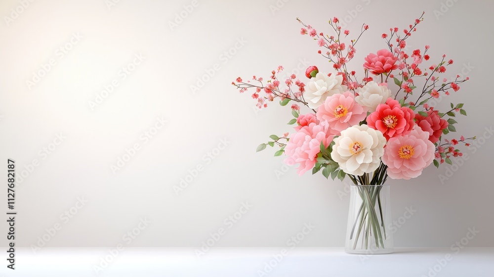 Elegant Floral Arrangement in White Vase with Soft Pastel Colors