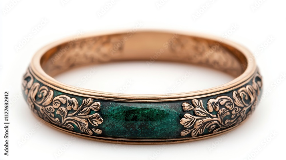 Elegant Green Stone Bracelet with Intricate Floral Design Elegant Green Stone Bracelet with Intricate Floral Design