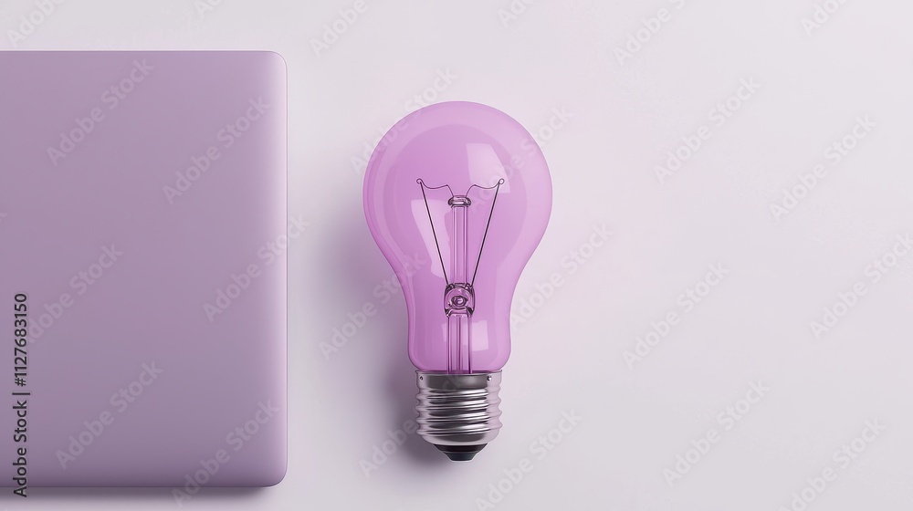 Pink Light Bulb Next to Purple Surface for Creative Lighting Ideas Pink Light Bulb Next to Purple Surface for Creative Lighting Ideas