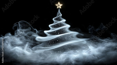 Smoky Abstract Christmas Tree Design with Star