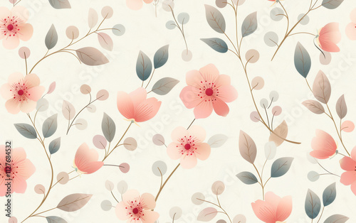 Retro style floral texture art background
