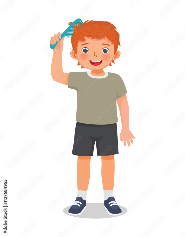 cute little boy combing his hair with comb
cute little boy combing his hair with comb
