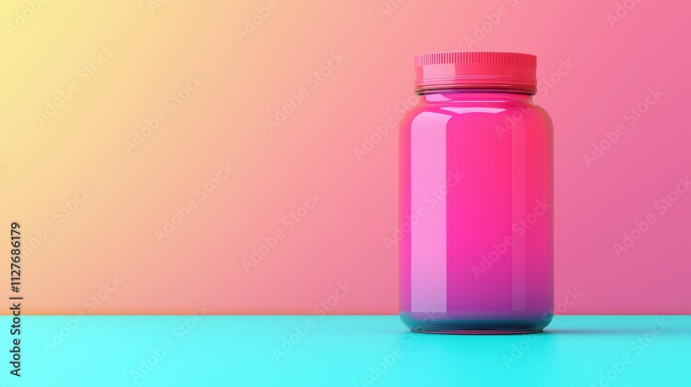 Colorful Gradient Jar on Vibrant Background with Soft Lighting Colorful Gradient Jar on Vibrant Background with Soft Lighting