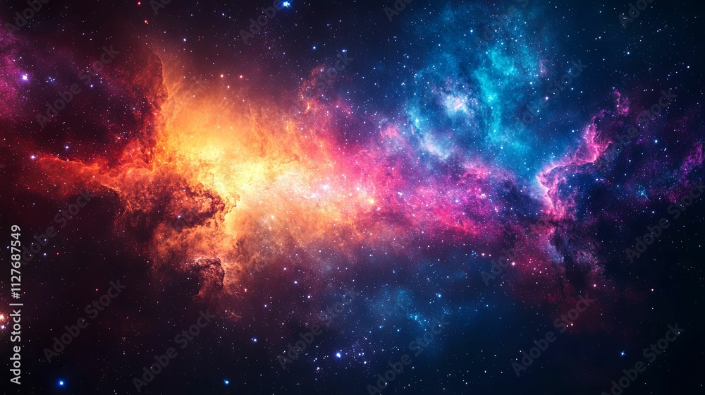 Fototapeta premium Cosmic Nebula Displays Vibrant Colors Across Space