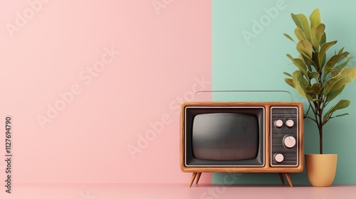 Vintage lifestyle tv from the 80s-90s in a trendy room setting photo